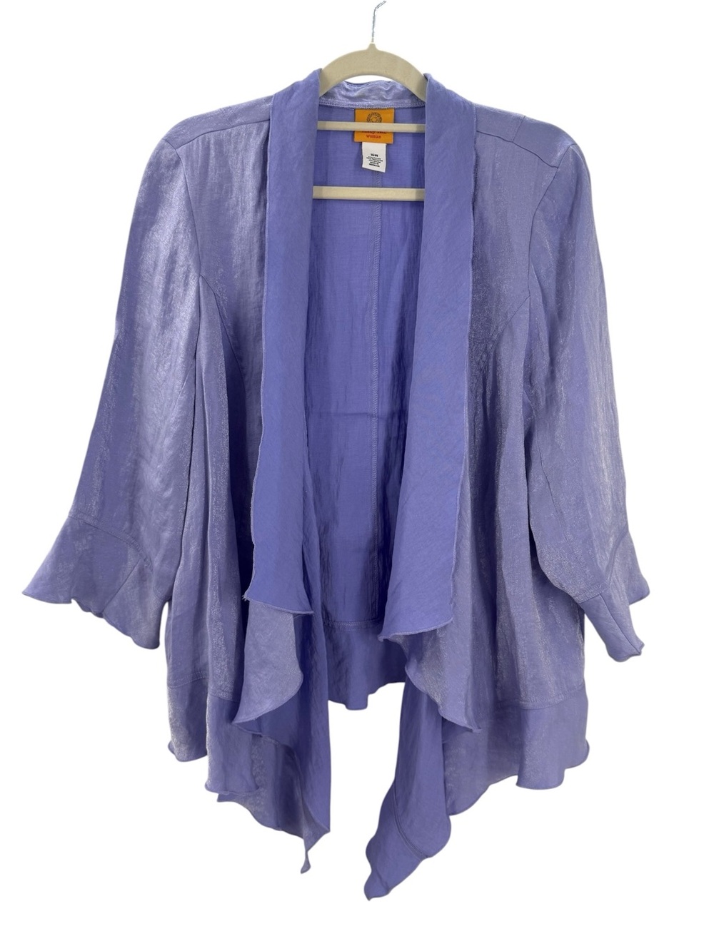 Ruby Rd Purple Shimmer Open Front Draped Cardigan Jacket 16W Plus